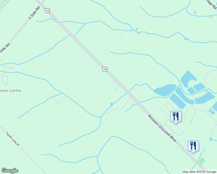 map of restaurants, bars, coffee shops, grocery stores, and more near 8602 Winston Churchill Boulevard in Halton Hills