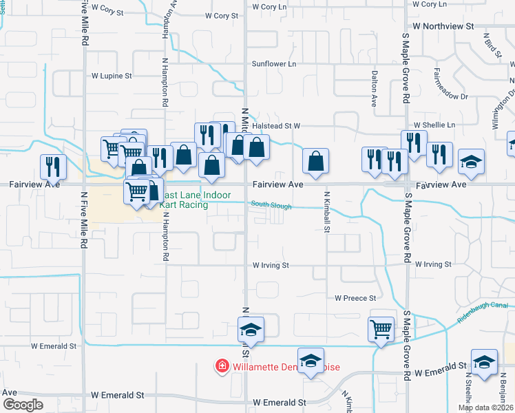 map of restaurants, bars, coffee shops, grocery stores, and more near 1500 North Mitchell Street in Boise