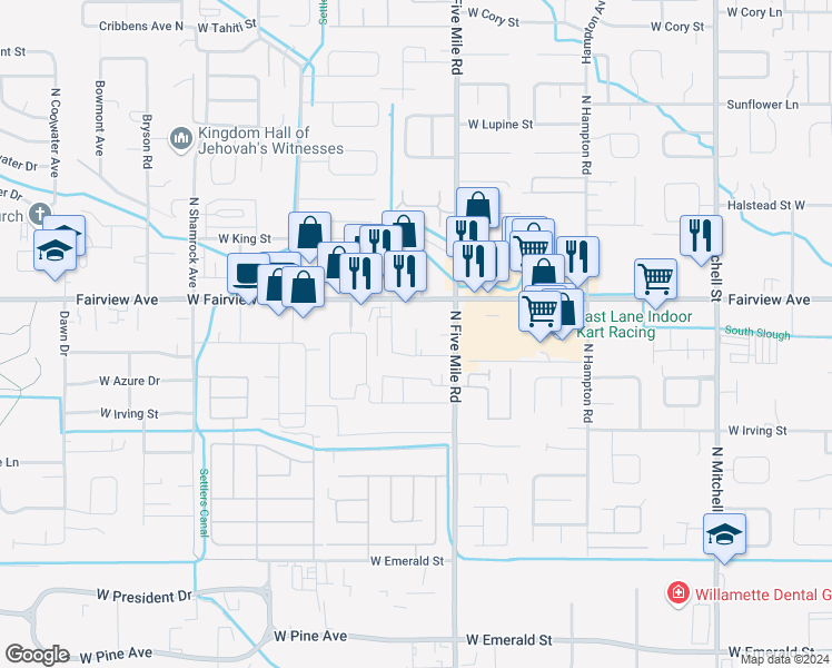map of restaurants, bars, coffee shops, grocery stores, and more near 1495 Travis Place in Boise
