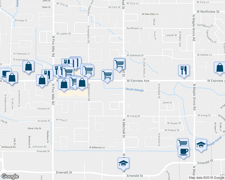 map of restaurants, bars, coffee shops, grocery stores, and more near 9926 West Rosecroft Court in Boise