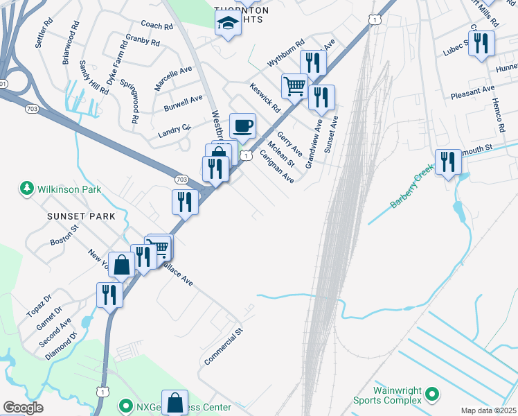 map of restaurants, bars, coffee shops, grocery stores, and more near 58 Memory Lane in South Portland