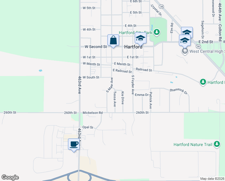 map of restaurants, bars, coffee shops, grocery stores, and more near 405 Kia Drive in Hartford