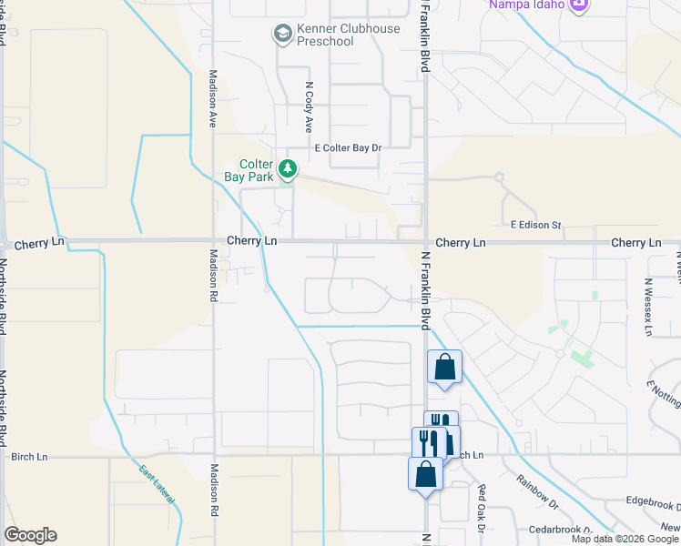 map of restaurants, bars, coffee shops, grocery stores, and more near 8206 East Orah Way in Nampa