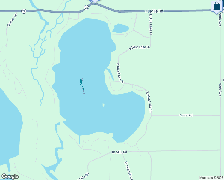 map of restaurants, bars, coffee shops, grocery stores, and more near 10457 Midshore Drive in Mecosta