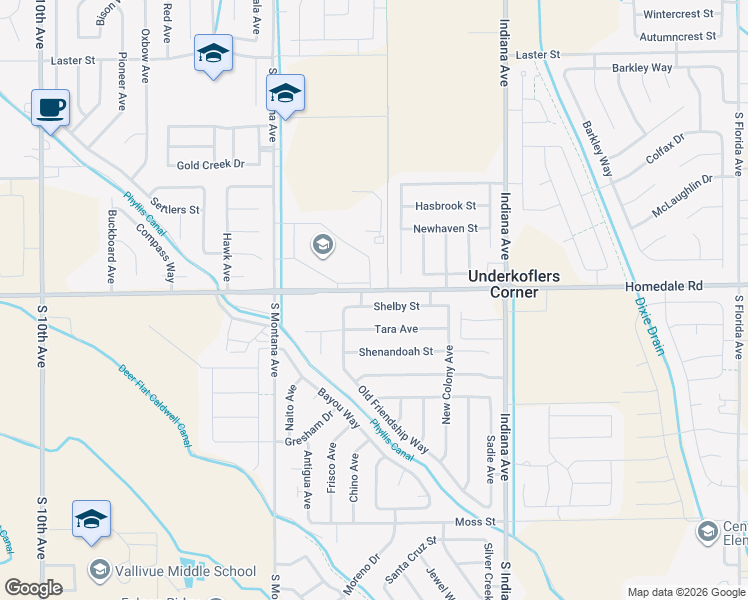 map of restaurants, bars, coffee shops, grocery stores, and more near 14298 Shelby Street in Caldwell