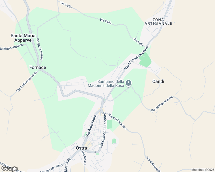 map of restaurants, bars, coffee shops, grocery stores, and more near 1 Via Santa Barbara in Ostra