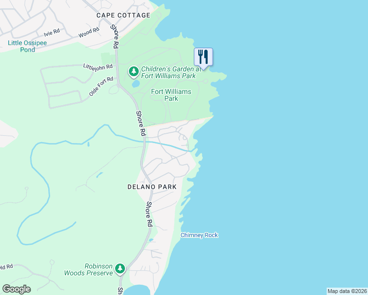 map of restaurants, bars, coffee shops, grocery stores, and more near 312 Delano Park in Cape Elizabeth