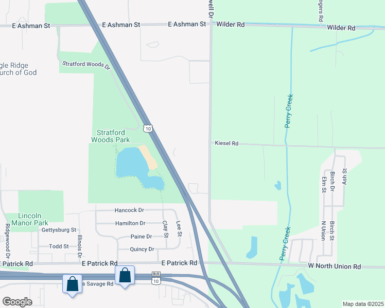 map of restaurants, bars, coffee shops, grocery stores, and more near 2325 Rockwell Drive in Midland