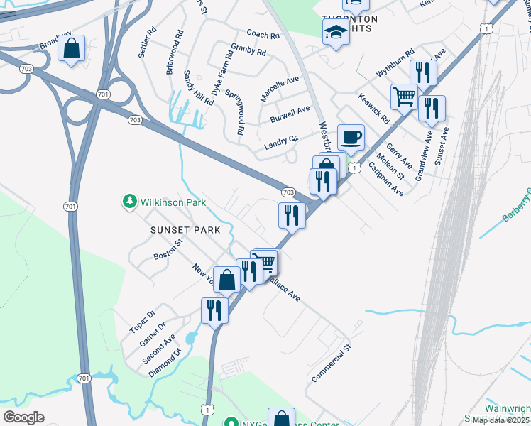 map of restaurants, bars, coffee shops, grocery stores, and more near 751 Main Street in South Portland
