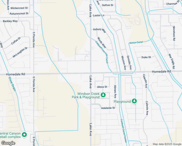 map of restaurants, bars, coffee shops, grocery stores, and more near Homedale Rd & Lake Ave in Caldwell