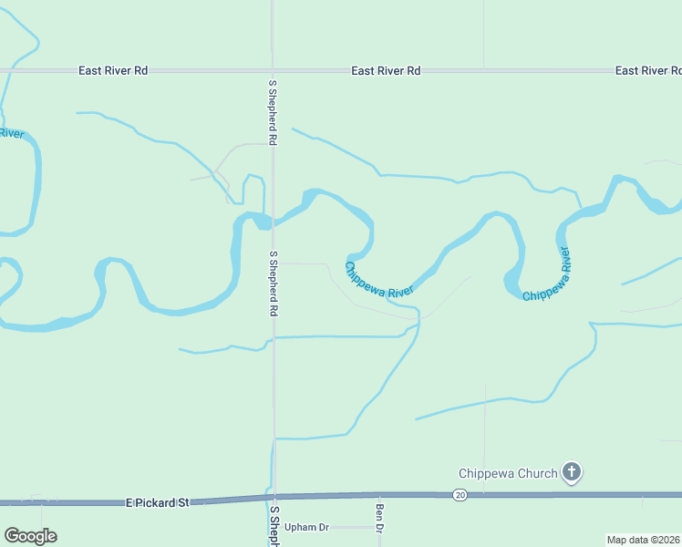 map of restaurants, bars, coffee shops, grocery stores, and more near 8221-8504 East Chippewa Trail in Mount Pleasant