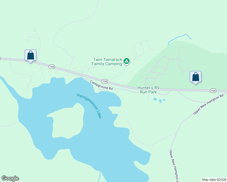 map of restaurants, bars, coffee shops, grocery stores, and more near 101 Campground Road in New Hampton