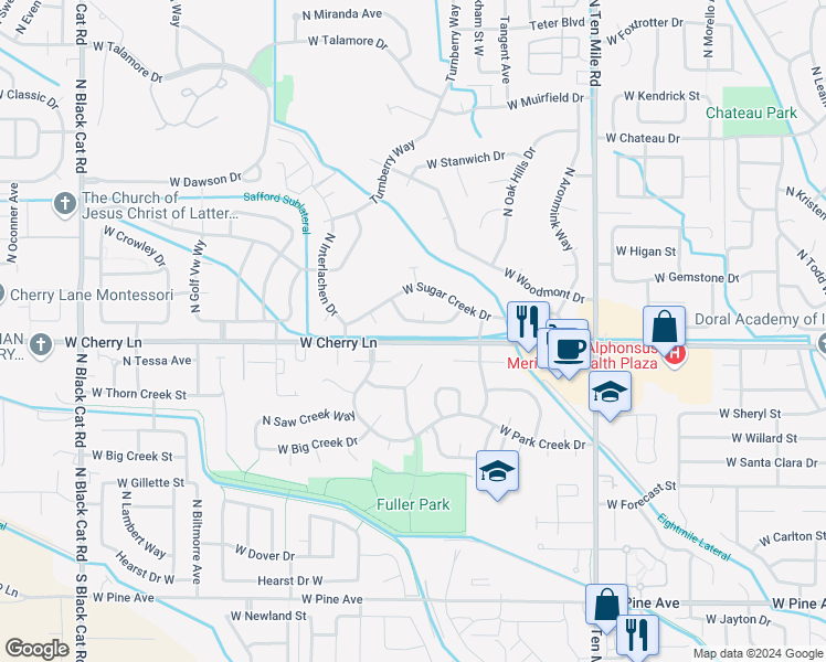 map of restaurants, bars, coffee shops, grocery stores, and more near 3759 West Quaker Ridge Drive in Meridian