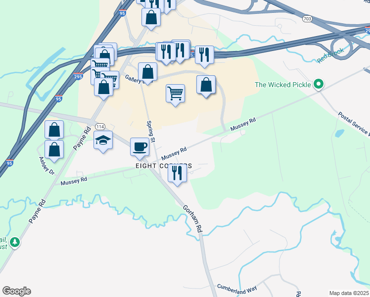 map of restaurants, bars, coffee shops, grocery stores, and more near 66 Mussey Road in Scarborough