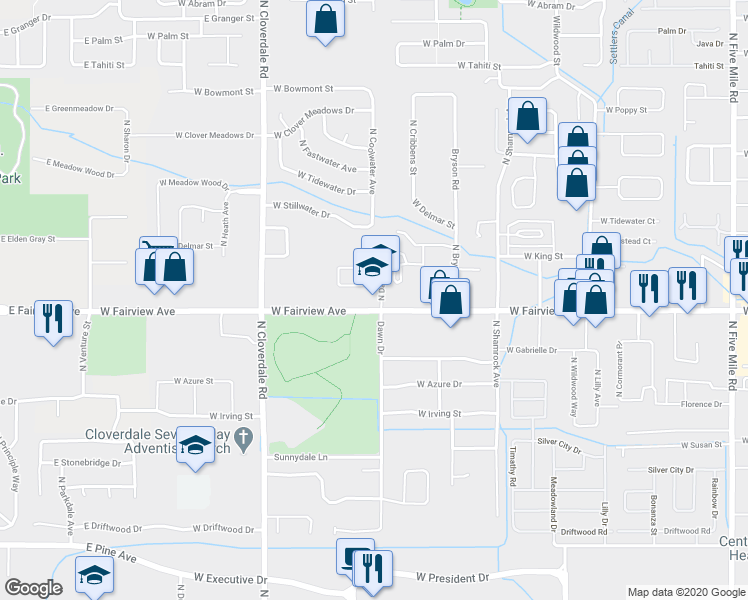 map of restaurants, bars, coffee shops, grocery stores, and more near 11811 Clover Field Lane in Boise