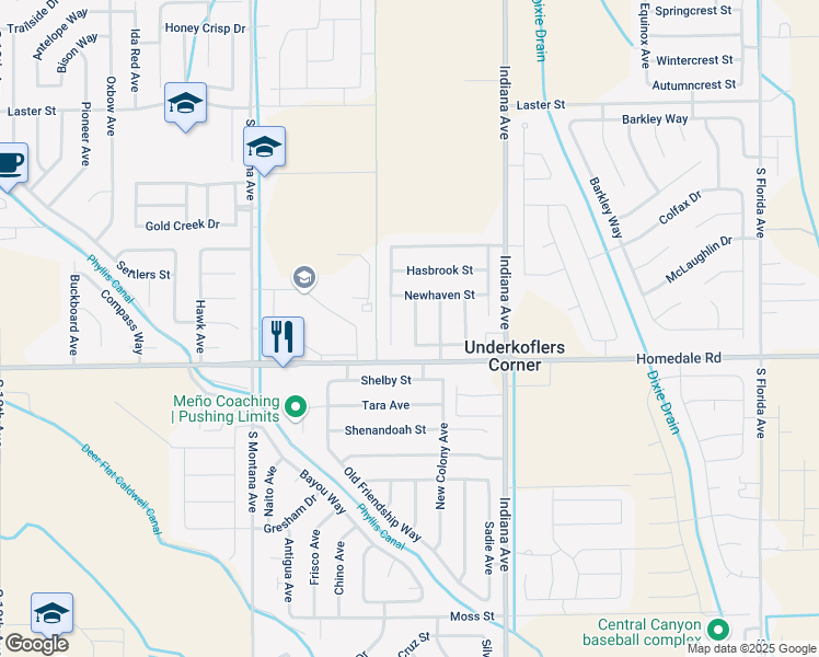 map of restaurants, bars, coffee shops, grocery stores, and more near 5512 Lakewood Avenue in Caldwell