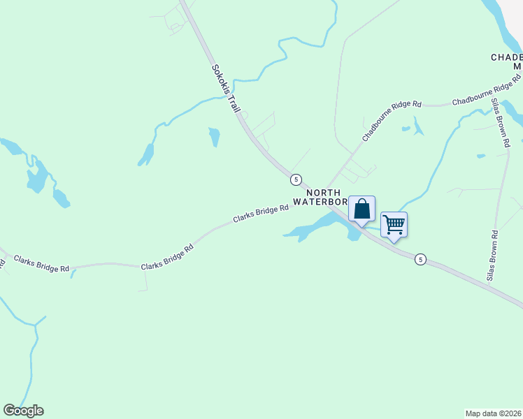 map of restaurants, bars, coffee shops, grocery stores, and more near 37 Clarks Bridge Road in Waterboro