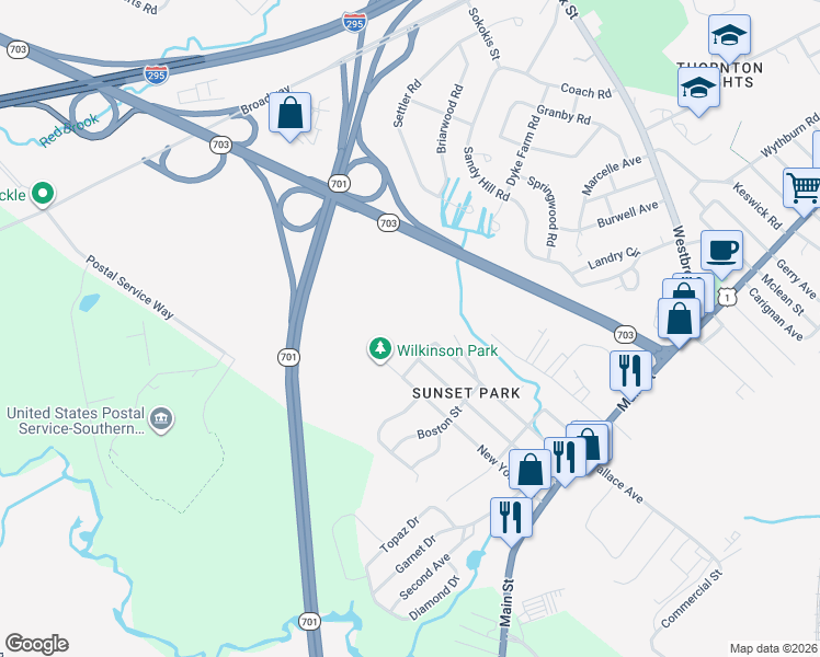 map of restaurants, bars, coffee shops, grocery stores, and more near 21 Concord Street in South Portland