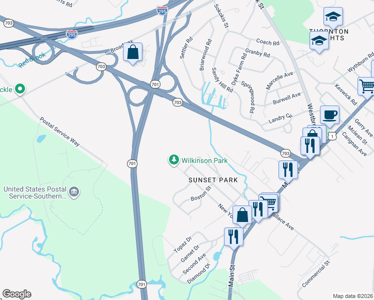 map of restaurants, bars, coffee shops, grocery stores, and more near 21 Concord Street in South Portland