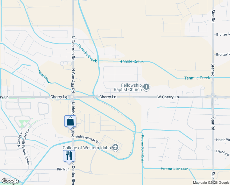 map of restaurants, bars, coffee shops, grocery stores, and more near 5687 East Bollo Street in Nampa