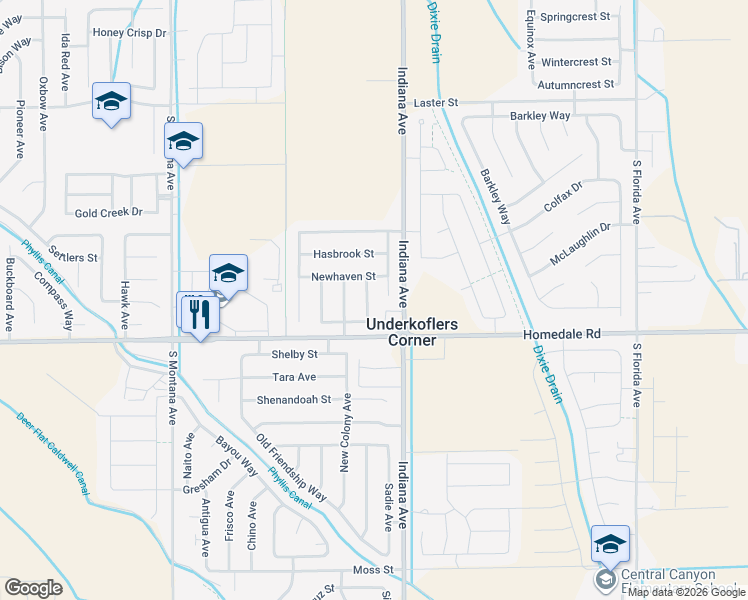 map of restaurants, bars, coffee shops, grocery stores, and more near 5413 Crimson Ave in Caldwell
