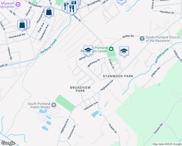 map of restaurants, bars, coffee shops, grocery stores, and more near 134 McKinley Street in Portland