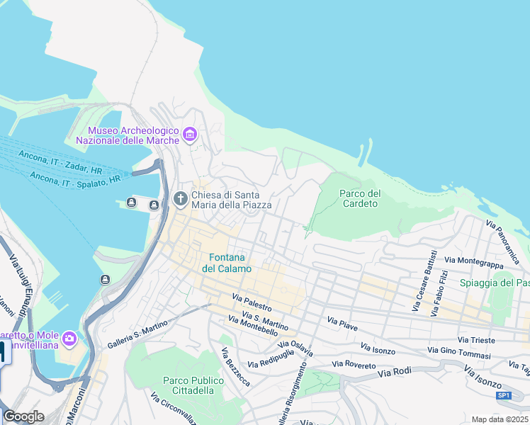 map of restaurants, bars, coffee shops, grocery stores, and more near 2 Via delle Cavorchie in Ancona