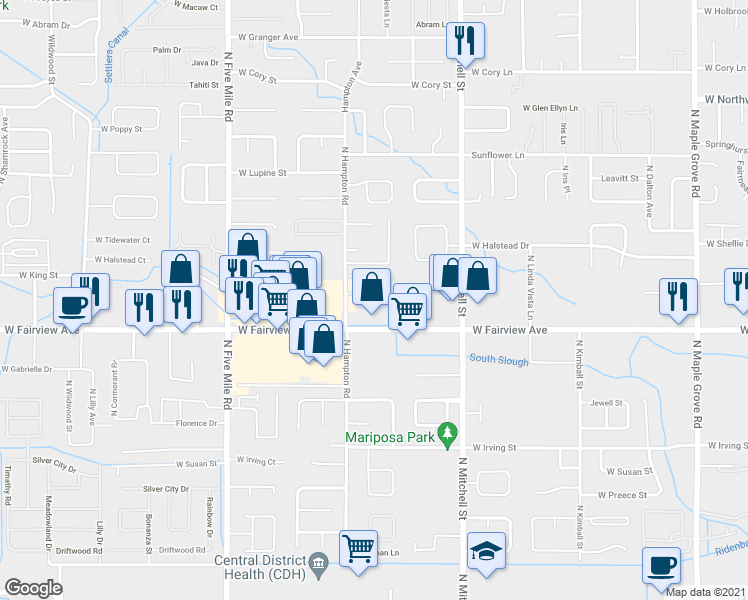 map of restaurants, bars, coffee shops, grocery stores, and more near 10162 West Fairview Avenue in Boise