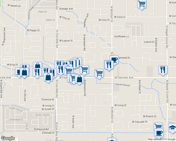 map of restaurants, bars, coffee shops, grocery stores, and more near 10162 West Fairview Avenue in Boise