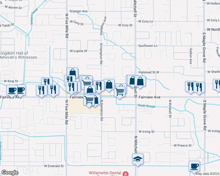 map of restaurants, bars, coffee shops, grocery stores, and more near 10105 West Garverdale Lane in Boise