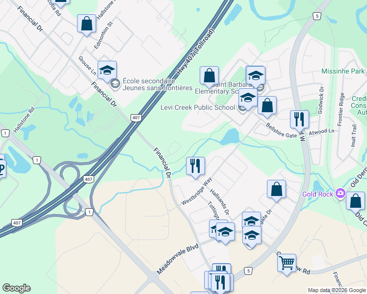 map of restaurants, bars, coffee shops, grocery stores, and more near 1652 Casablanca Circle in Mississauga