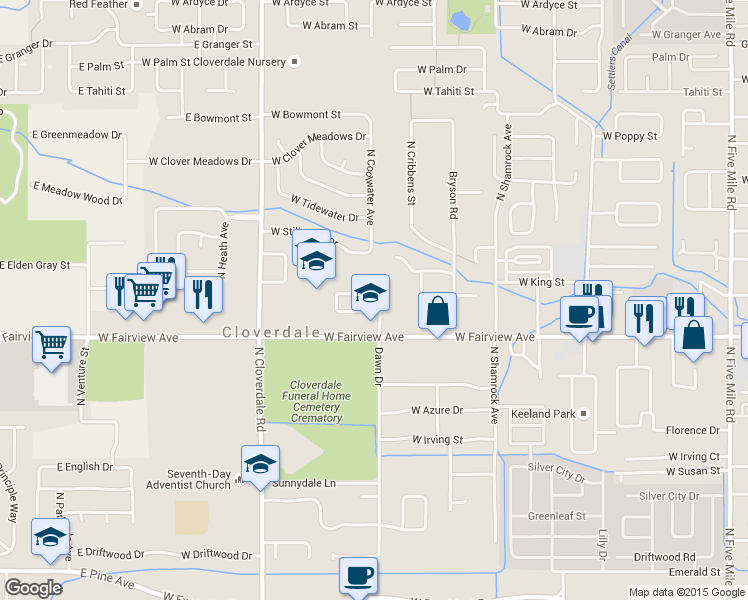 map of restaurants, bars, coffee shops, grocery stores, and more near 11811 Clover Field Lane in Boise