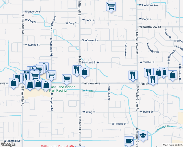 map of restaurants, bars, coffee shops, grocery stores, and more near 9688 West Fairview Avenue in Boise