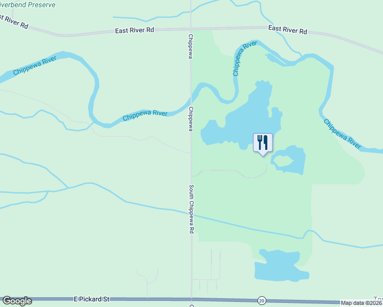 map of restaurants, bars, coffee shops, grocery stores, and more near 1430 Chippewa in Mount Pleasant