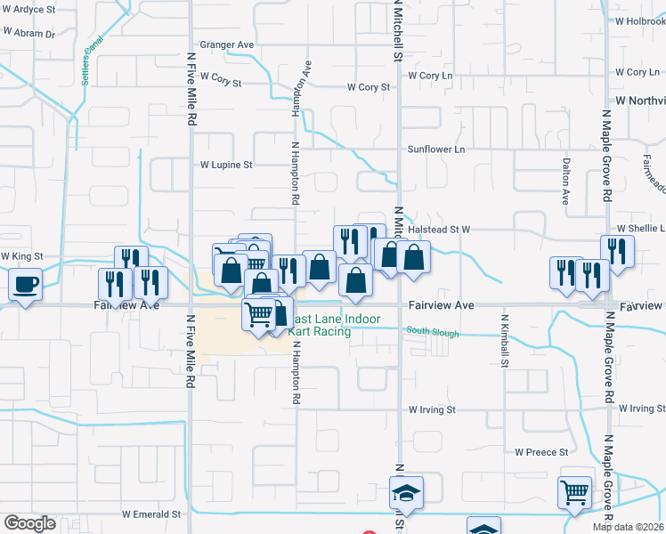 map of restaurants, bars, coffee shops, grocery stores, and more near 10012 West Eshelman Street in Boise