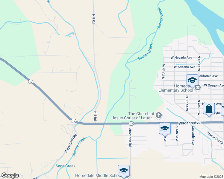 map of restaurants, bars, coffee shops, grocery stores, and more near 18089-18699 River Road in Homedale