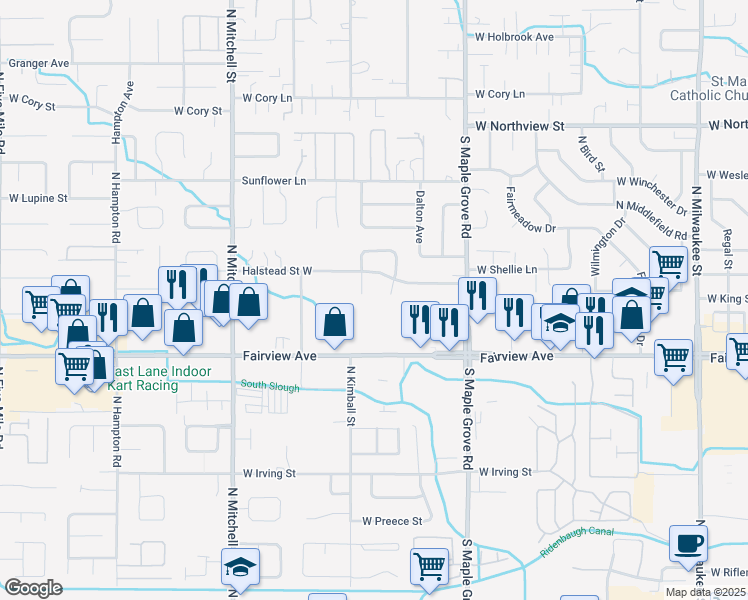 map of restaurants, bars, coffee shops, grocery stores, and more near 1815 North Yonkers Avenue in Boise