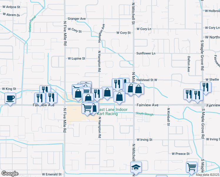 map of restaurants, bars, coffee shops, grocery stores, and more near 10012 West Eshelman Street in Boise