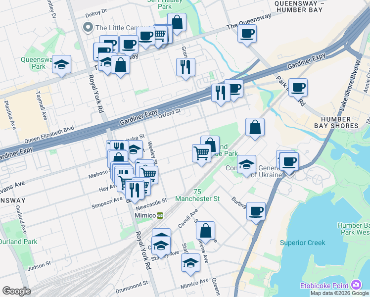 map of restaurants, bars, coffee shops, grocery stores, and more near 25A Milton Street in Toronto