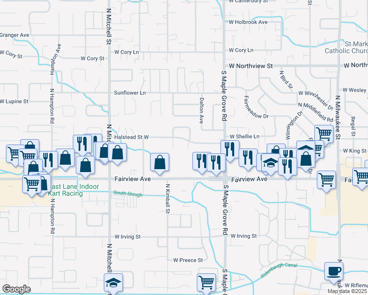 map of restaurants, bars, coffee shops, grocery stores, and more near 1815 North Yonkers Avenue in Boise