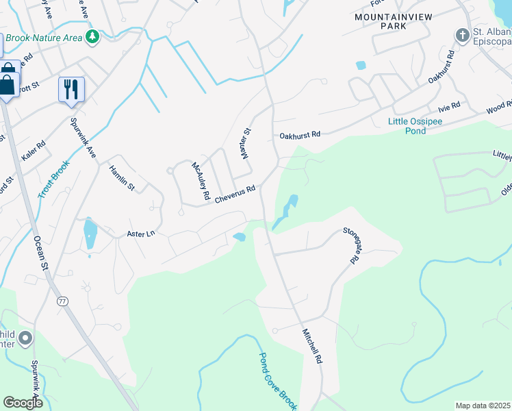 map of restaurants, bars, coffee shops, grocery stores, and more near 299 Mitchell Rd in Cape Elizabeth