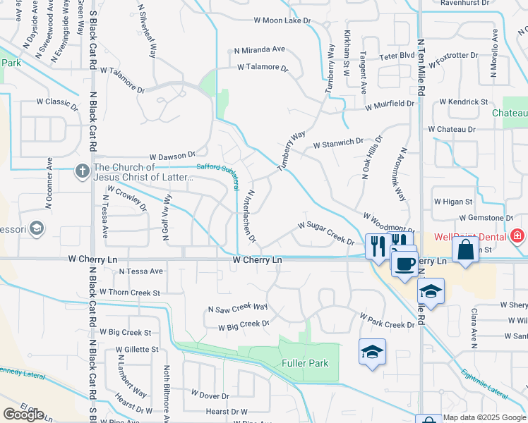 map of restaurants, bars, coffee shops, grocery stores, and more near 1830 Incline Way in Meridian