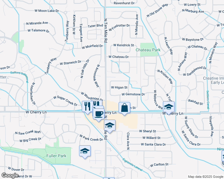 map of restaurants, bars, coffee shops, grocery stores, and more near 1856 North Swainson Avenue in Meridian