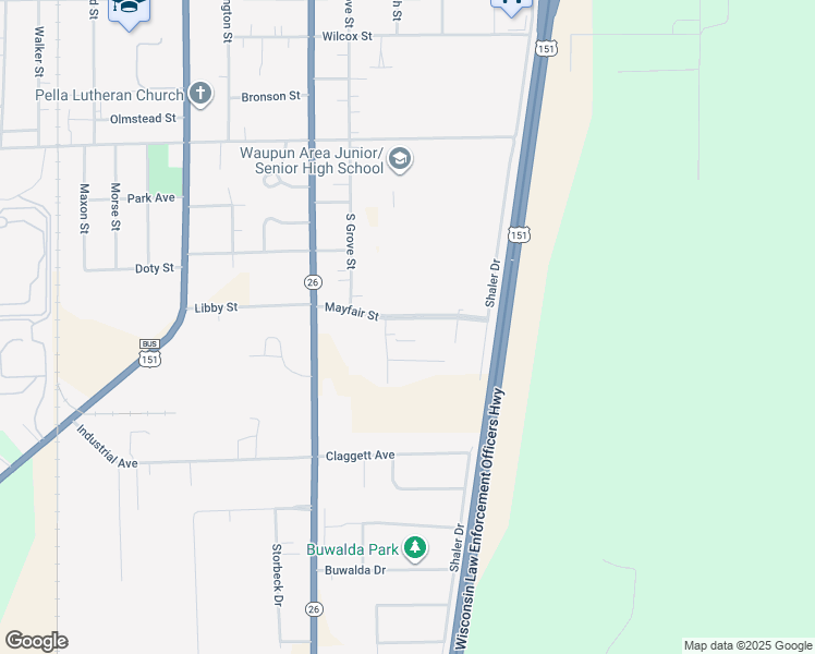 map of restaurants, bars, coffee shops, grocery stores, and more near 815 Mayfair Street in Waupun