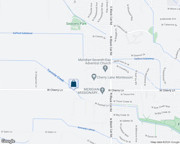 map of restaurants, bars, coffee shops, grocery stores, and more near 5102 West Milliron Drive in Meridian