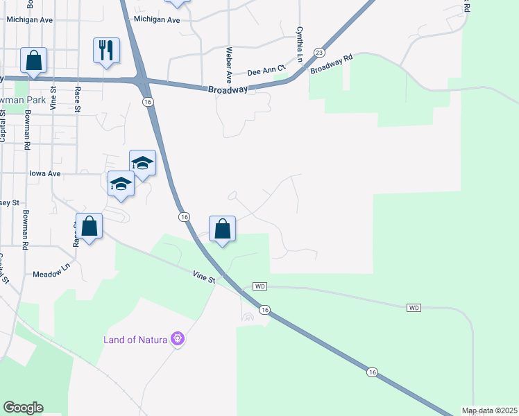 map of restaurants, bars, coffee shops, grocery stores, and more near 1404 Deerwood Trail in Wisconsin Dells
