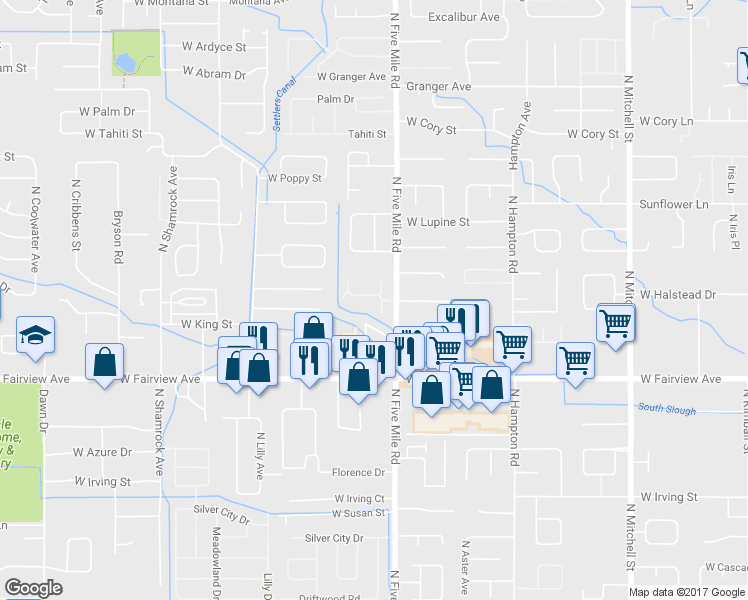 map of restaurants, bars, coffee shops, grocery stores, and more near 10673 West Halstead Lane in Boise