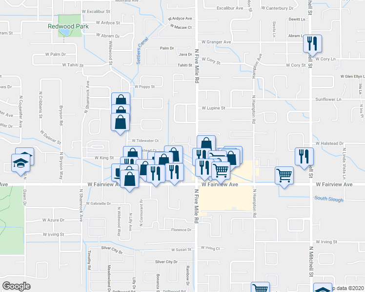 map of restaurants, bars, coffee shops, grocery stores, and more near 10733 West Halstead Lane in Boise