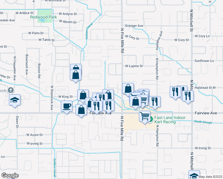 map of restaurants, bars, coffee shops, grocery stores, and more near 10733 West Halstead Lane in Boise