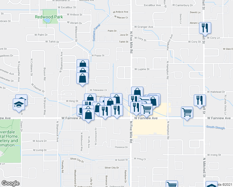 map of restaurants, bars, coffee shops, grocery stores, and more near 10733 West Halstead Lane in Boise